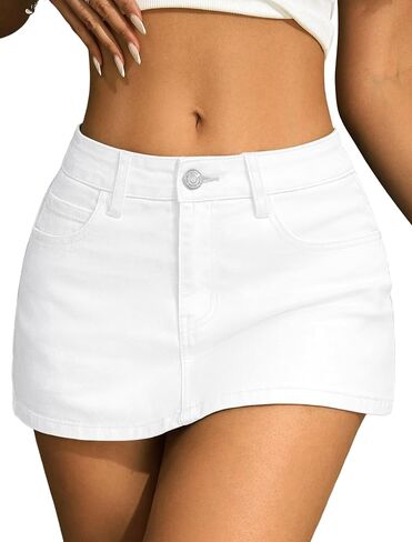 IWD Denim Mini Skirt for Women Low Rise High Stretch Jean Skirt with Shorts Underneath Y2k Jean Micro Skort in Saudi Arabia