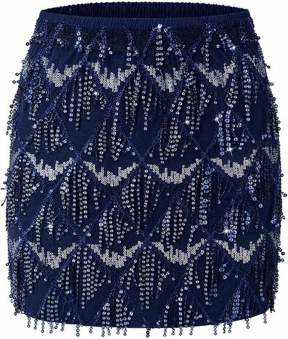 Women's Sequin Tassel Skirts Mini Stretchy Bodycon Glitter Skirt Shiny Sparkle Fringe Skirt Dance Rave Festival in Saudi Arabia