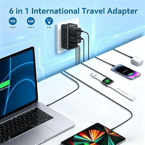 2000W Voltage Converter US to Europe for Hair Dryer, Converter for European Travel, 220V to 110V Power Converter Adapter Combo International Universal Travel Adapter with Type C G A I (Black) in Saudi Arabia