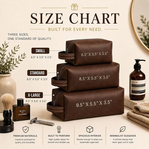 Personalized Genuine Leather Men Toiletry Bag, Customizable Shaving Dopp Kit with Name, Custom Gift for Dad, Husband, Boyfriend, Birthday, Christmas, Valentine's Day, Father's Day, Graduation in Saudi Arabia