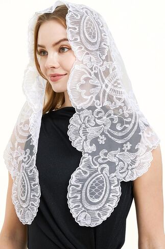 Chapel Veils Catholic Mass Mantilla Spanish Style Church Lace Shawl Veil for Women with Gift Box and Greeting Card in Saudi Arabia