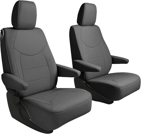 FH Group Custom Fit Car Seat Cover Specifically Made for Chrysler Pacifica 2017-2024 - Front Set (No Built-in DVD with Armrest), Faux Leather, Black in Kuwait