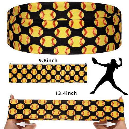 WILLBOND 9 Pcs Softball Headband for Women Yellow Black Sports Adjustable Headband No Slip Elastic Hair Band for Adults Softball Gym Exercise Team Party Gift in Kuwait