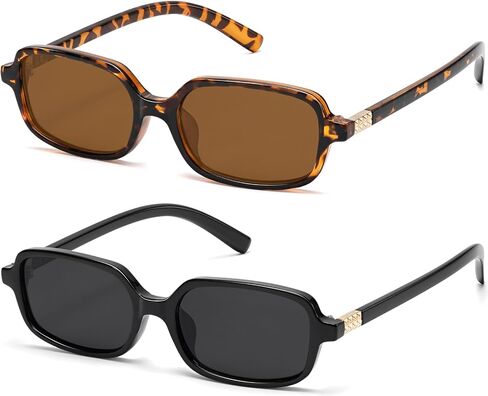 ViewJoy Retro Rectangle Sunglasses for Women Y2K Fashion Small Frame UV400 Protection Trendy Sun Glasses in Kuwait