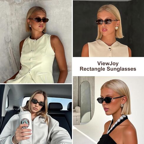 ViewJoy Retro Rectangle Sunglasses for Women Y2K Fashion Small Frame UV400 Protection Trendy Sun Glasses in Kuwait
