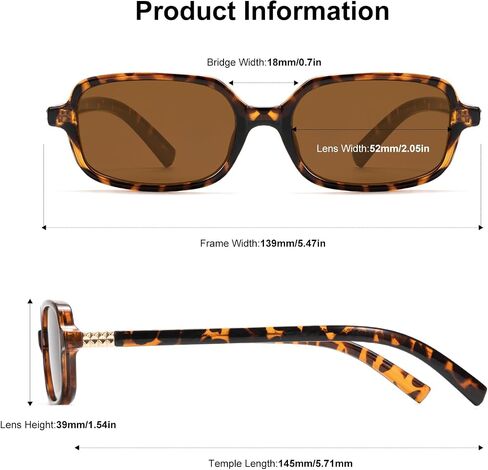 ViewJoy Retro Rectangle Sunglasses for Women Y2K Fashion Small Frame UV400 Protection Trendy Sun Glasses in Kuwait