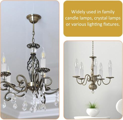 Luxshiny 4pcs E14 Crystal Chandelier Flanging Sleeve Water Drop Lamp Holder Tube Candle Casing White Socket Covers Lighting Parts for Ceiling Fixtures in Kuwait