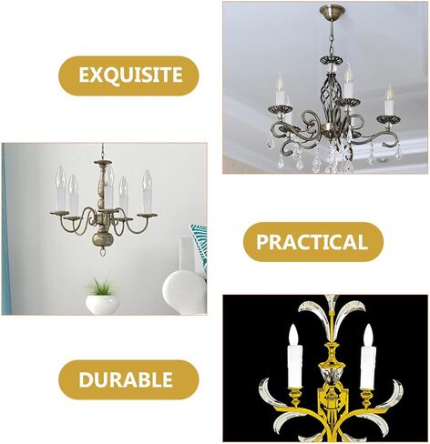 Luxshiny 4pcs E14 Crystal Chandelier Flanging Sleeve Water Drop Lamp Holder Tube Candle Casing White Socket Covers Lighting Parts for Ceiling Fixtures in Kuwait