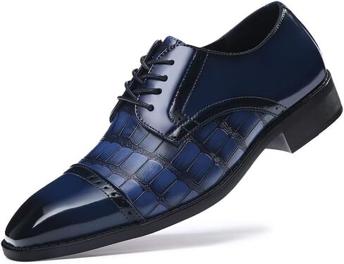 Men's Dress Shoes Crocodile Print Oxford Shoes for Men Square Cap Toe Business Casual Formal Derby Shoes in Saudi Arabia