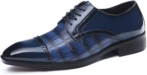 Men's Dress Shoes Crocodile Print Oxford Shoes for Men Square Cap Toe Business Casual Formal Derby Shoes in Saudi Arabia