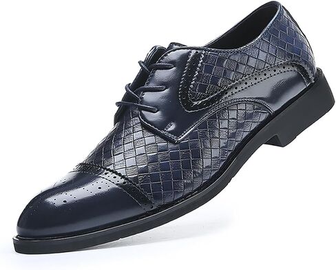 Men's Business Dress Oxfords Shoes Formal Cap Toe Brogues Derby | Retro Woven & Plaid Styles in Saudi Arabia