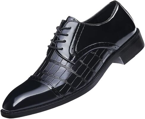 Men's Dress Shoes Crocodile Print Oxford Shoes for Men Square Cap Toe Business Casual Formal Derby Shoes in Saudi Arabia