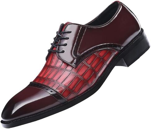 Men's Dress Shoes Crocodile Print Oxford Shoes for Men Square Cap Toe Business Casual Formal Derby Shoes in Saudi Arabia