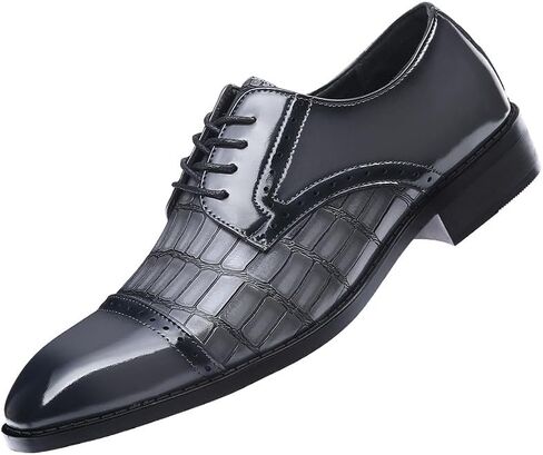 Men's Dress Shoes Crocodile Print Oxford Shoes for Men Square Cap Toe Business Casual Formal Derby Shoes in Saudi Arabia