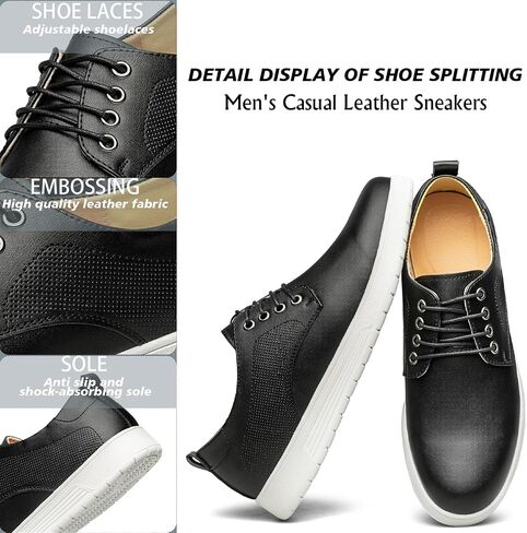 Men's Casual Dress Sneakers Classic Business Formal Comfortable Dress Shoes Leather Fashion Derby Work Oxfords Office Lace Up Non Slip Lightweight Walking Daily Driving Travel Footwear in Saudi Arabia