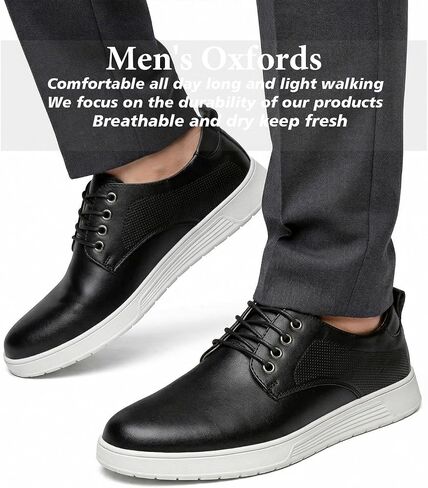 Men's Casual Dress Sneakers Classic Business Formal Comfortable Dress Shoes Leather Fashion Derby Work Oxfords Office Lace Up Non Slip Lightweight Walking Daily Driving Travel Footwear in Saudi Arabia