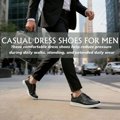 Men's Casual Dress Sneakers Classic Business Formal Comfortable Dress Shoes Leather Fashion Derby Work Oxfords Office Lace Up Non Slip Lightweight Walking Daily Driving Travel Footwear in Saudi Arabia