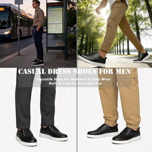 Men's Casual Dress Sneakers Classic Business Formal Comfortable Dress Shoes Leather Fashion Derby Work Oxfords Office Lace Up Non Slip Lightweight Walking Daily Driving Travel Footwear in Saudi Arabia