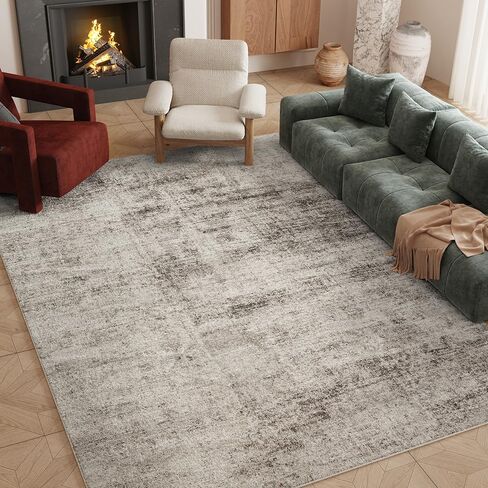 Modern Abstract Area Rug 8x10 Washable, Blue Gray Non-Slip Low Pile Carpet for Living Room Bedroom Dining Room, Thin Foldable Stain Resistant Large Indoor Floor Rug for Home Office Decor in Kuwait