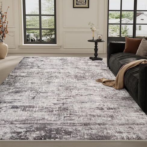 Modern Abstract Area Rug 8x10 Washable, Blue Gray Non-Slip Low Pile Carpet for Living Room Bedroom Dining Room, Thin Foldable Stain Resistant Large Indoor Floor Rug for Home Office Decor in Kuwait