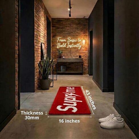 Super Thunder Me Rug for Cool Gaming Room Decor - Fluffy 43x16 Wall Decor for Streetwear & Hypebeast Room Decor - Non Slip & Non Shedding Bedroom Rug - Machine Washable Mat for Bathroom Decor in Kuwait