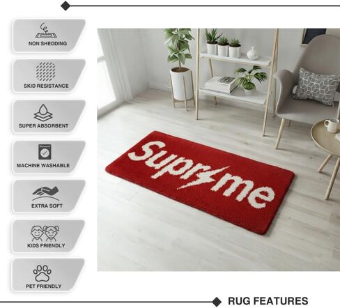 Super Thunder Me Rug for Cool Gaming Room Decor - Fluffy 43x16 Wall Decor for Streetwear & Hypebeast Room Decor - Non Slip & Non Shedding Bedroom Rug - Machine Washable Mat for Bathroom Decor in Kuwait