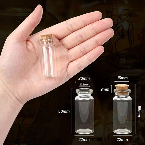 10ml Small Glass Bottles with Cork Stoppers, Pack of 100, Wishing Glass Jars with Lids with Personalized Label Tags and String, Mini Bottles for DIY Crafts, Wedding Party Favors in Kuwait
