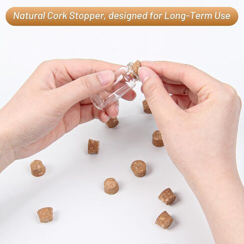 10ml Small Glass Bottles with Cork Stoppers, Pack of 100, Wishing Glass Jars with Lids with Personalized Label Tags and String, Mini Bottles for DIY Crafts, Wedding Party Favors in Kuwait