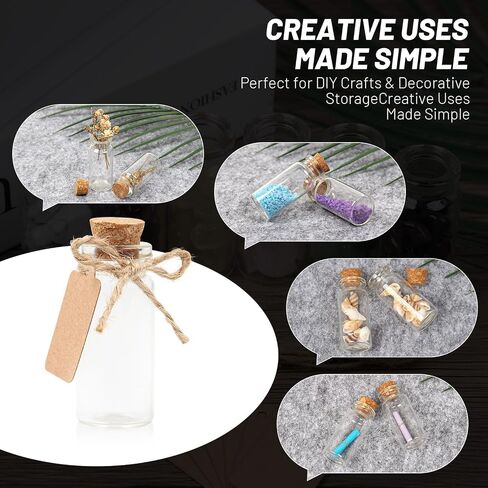 10ml Small Glass Bottles with Cork Stoppers, Pack of 100, Wishing Glass Jars with Lids with Personalized Label Tags and String, Mini Bottles for DIY Crafts, Wedding Party Favors in Kuwait