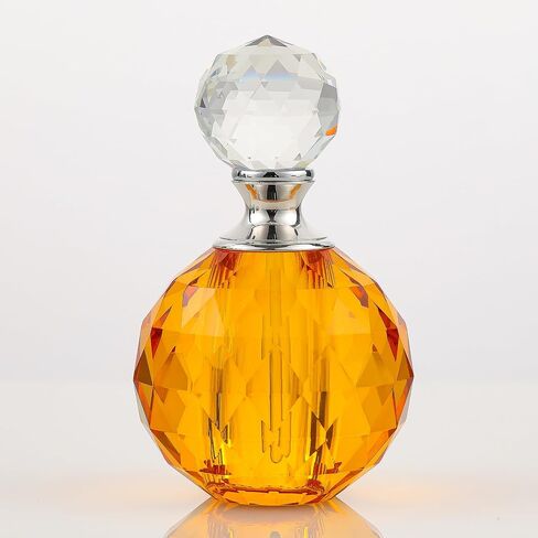 14ML Crystal-Glass Empty Perfume Bottle,Circle Vintage Refillable Small Essential Oil Bottles Home Decoration（Champagne） in Saudi Arabia