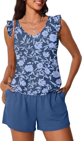 Ruffle Tankini Swimsuits for Women Modest Bathing Suit with Shorts and Pockets High-Back 2026 Swimwear in Kuwait