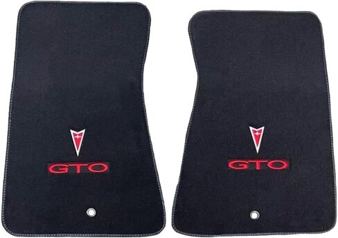 Custom Fit 4 Piece Carpet Floor Mats Compatible with 2004-2006 Pontiac GTO with Red Logo - Black in Kuwait