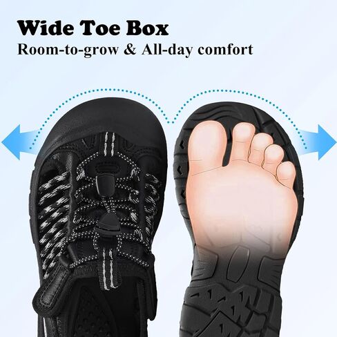 Kids Sandals Boys Girls Wide Toe Box Summer Shoes Closed-Toe Hiking Beach Sneakers in Kuwait