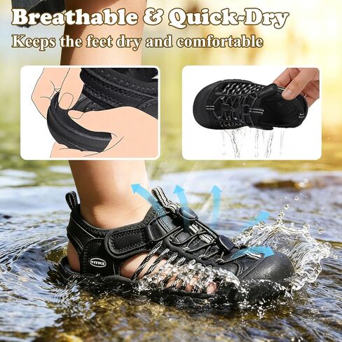 Kids Sandals Boys Girls Wide Toe Box Summer Shoes Closed-Toe Hiking Beach Sneakers in Kuwait
