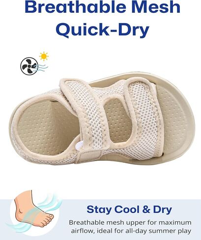 Drecage Toddler Sandals for Boys Girls, Breathable Kids Summer Walking Shoes with Arch Support, Non Slip Adjustable Kids Sport Sandals for Beach Pool Outdoor in Saudi Arabia