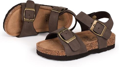 FANTURE Kids Toddler Sandals Boys Girls Cork Footbed Sandal Comfort Buckle Slip On Slippers with Adjustable Back Strap in Kuwait