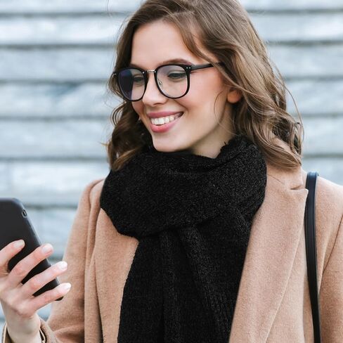 وشاح كامل للنساء، أوشحة شتوية ناعمة من شانيل، وشاح نسائي سميك دافئ للطقس البارد، داكن in Kuwait