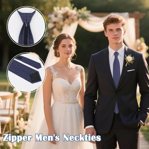 Striped Ties for Men, Pre-tied Zipper Neckties for Business Wedding in Kuwait