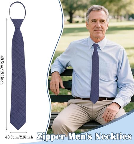 Striped Ties for Men, Pre-tied Zipper Neckties for Business Wedding in Kuwait