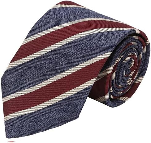 Oliver Wicks Navy & Burgundy Striped 100% Silk Tie - Made in Italy, Hand-Finished & Tipped, Small Batch, Premium Accessory for Men, 8cm Wide, 150cm Long in Saudi Arabia