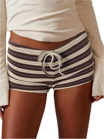 MakeMeChic Women's Striped Micro Shorts Low Rise Y2K Summer Cute Booty Shorts in Saudi Arabia