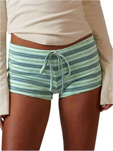 MakeMeChic Women's Striped Micro Shorts Low Rise Y2K Summer Cute Booty Shorts in Saudi Arabia