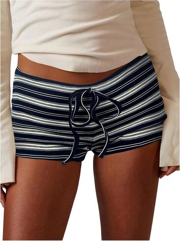 MakeMeChic Women's Striped Micro Shorts Low Rise Y2K Summer Cute Booty Shorts in Saudi Arabia