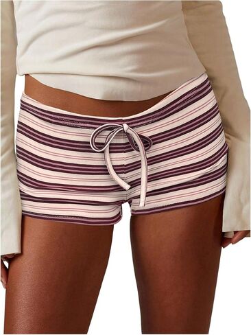 MakeMeChic Women's Striped Micro Shorts Low Rise Y2K Summer Cute Booty Shorts in Saudi Arabia