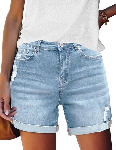 FEKOAFE Womens Jean Shorts 2026 High Waisted Stretch Ripped Denim Shorts for Women in Saudi Arabia