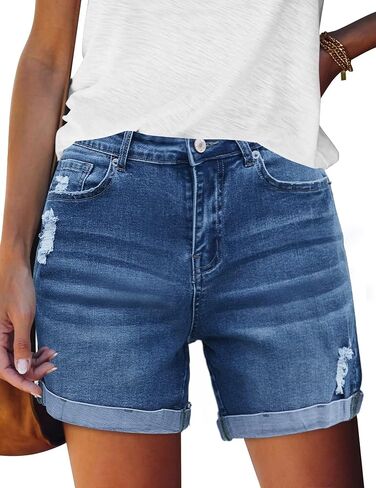 FEKOAFE Womens Jean Shorts 2026 High Waisted Stretch Ripped Denim Shorts for Women in Saudi Arabia