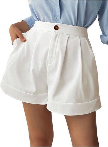 MakeMeChic Women's High Waist Wide Leg Shorts Dressy Shorts Work Business in Kuwait