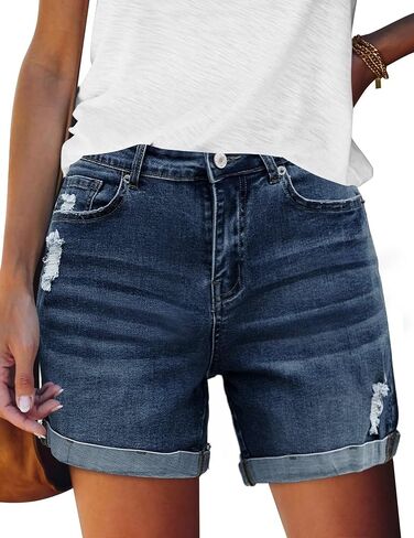 FEKOAFE Womens Jean Shorts 2026 High Waisted Stretch Ripped Denim Shorts for Women in Saudi Arabia