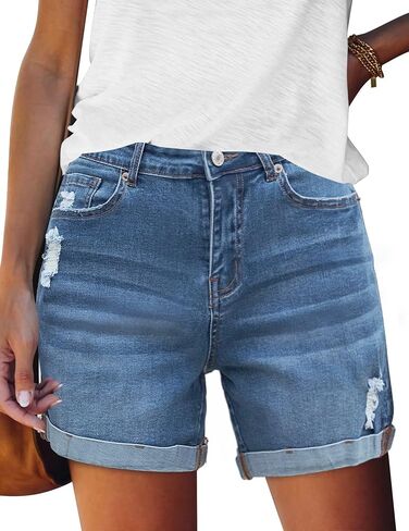 FEKOAFE Womens Jean Shorts 2026 High Waisted Stretch Ripped Denim Shorts for Women in Saudi Arabia