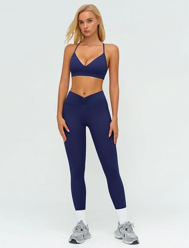Workout Sets for Women 2 Piece Gym Sets Yoga Outfits V Neck Adjustable Bra High Waist Leggings in Saudi Arabia
